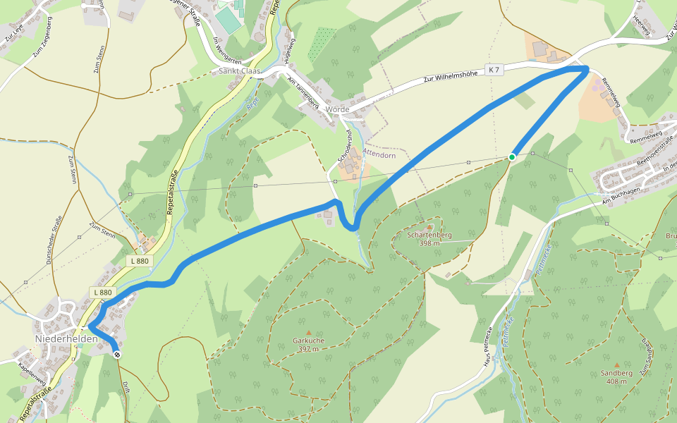 Grevenbrück Rundweg A20 walking route map in Lennestadt