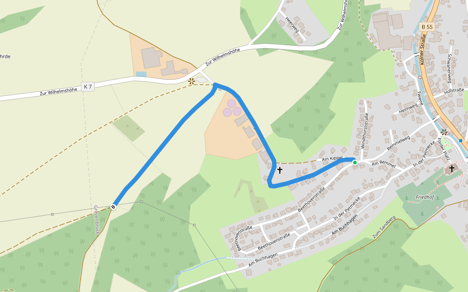 Grevenbrück Rundweg A21 walking route map in Lennestadt