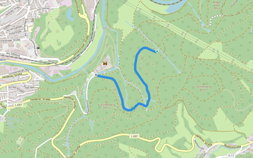 Schnellenberg Rundweg A2 walking route map in Attendorn