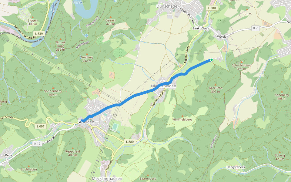 T Grevenbrück - Helden walking route map in Attendorn