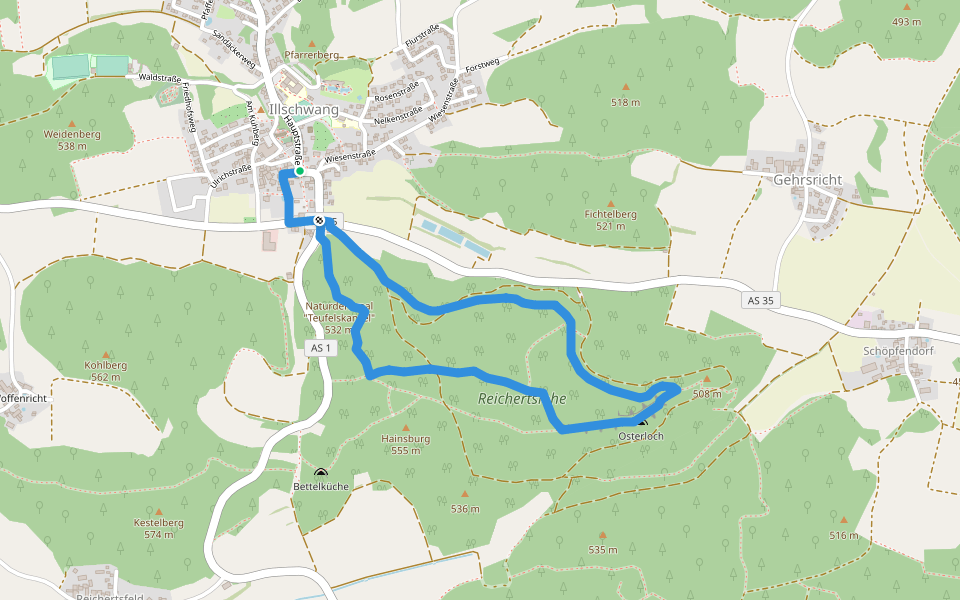 Illschwang Wanderweg 8 walking route map in Illschwang