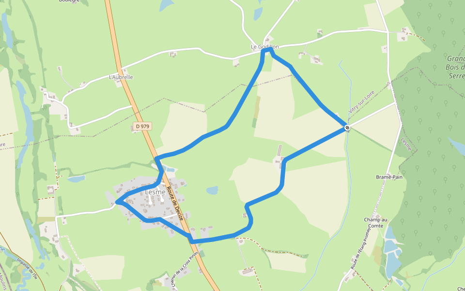 Balade familiale et panoramique walking route map in Vitry-sur-Loire