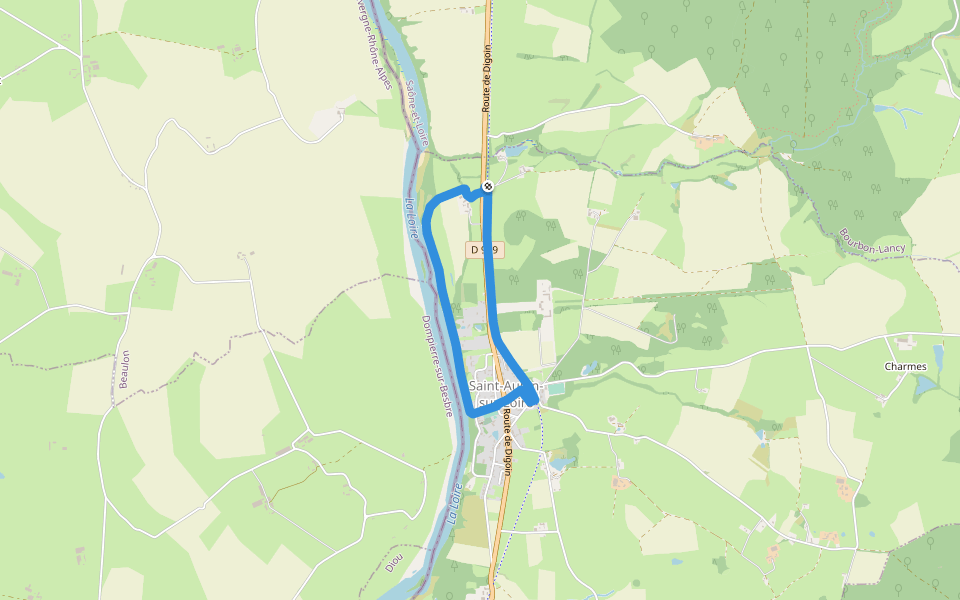 Les Bords de Loire walking route map in Saint-Aubin-sur-Loire