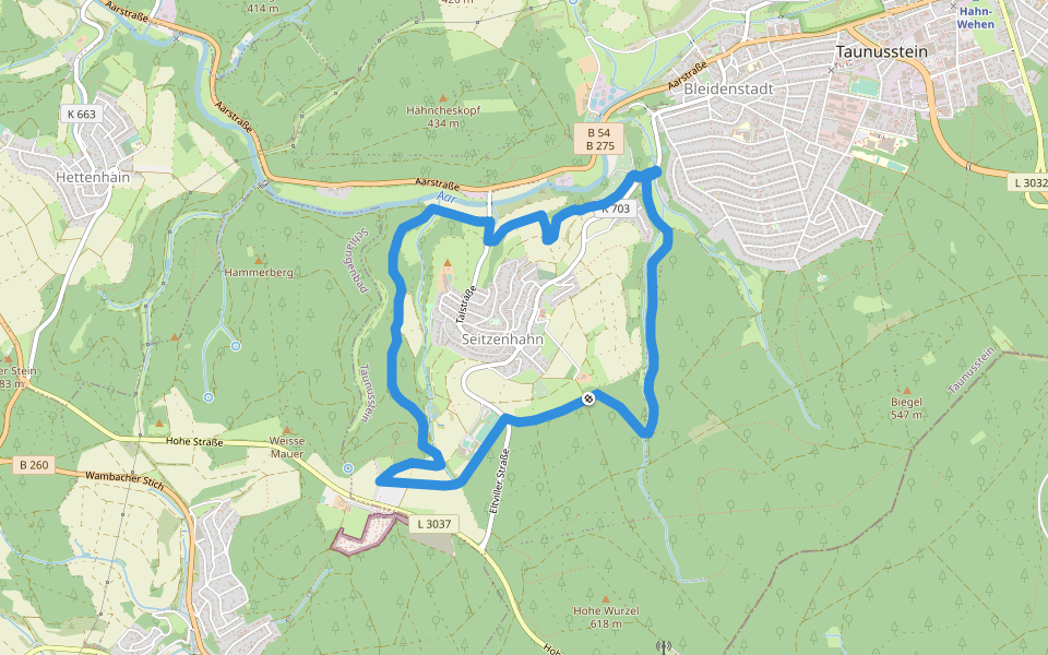 Schwarzer Hahn walking route map in Taunusstein