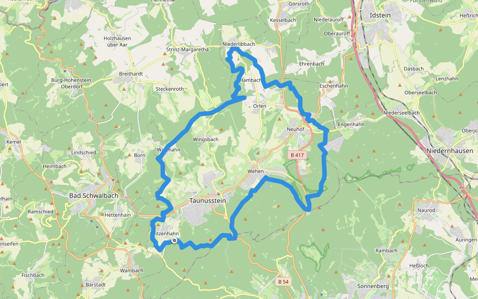 Taunussteiner Runde walking route map in Taunusstein