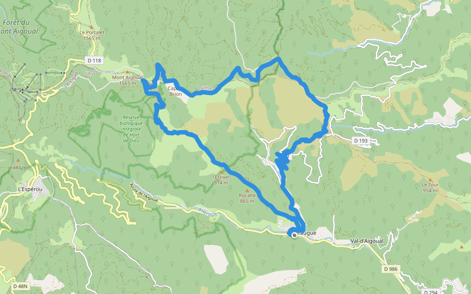Les 4000 marches walking route map in Val-d'Aigoual
