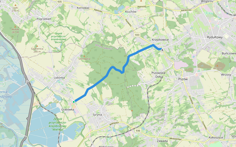Szlak Krzyżkowicki walking route map in Lubomia