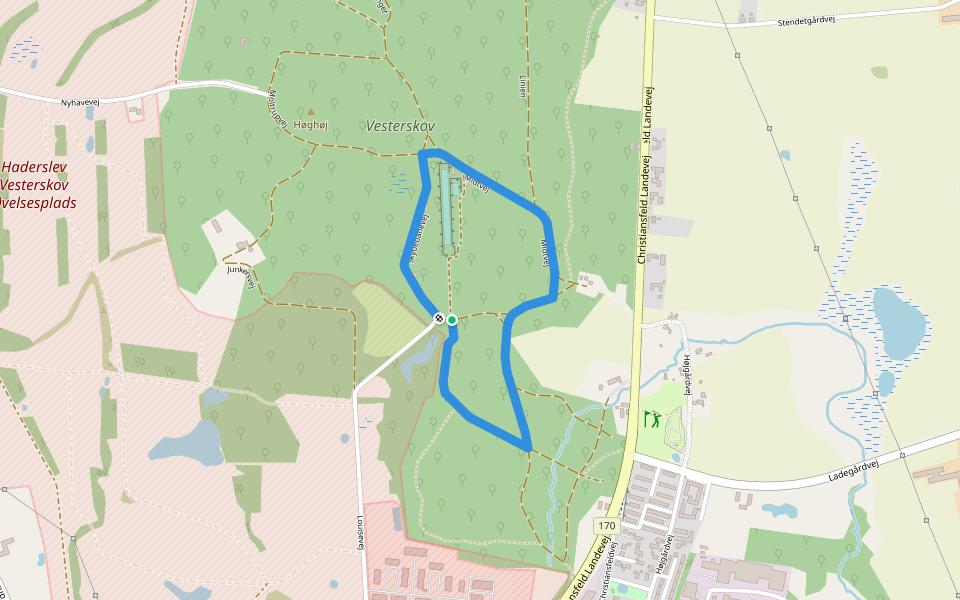 Ulfslystturen - rød rute walking route map in Haderslev