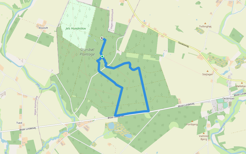 Stursbøl Plantage - gul tur walking route map in Sommersted