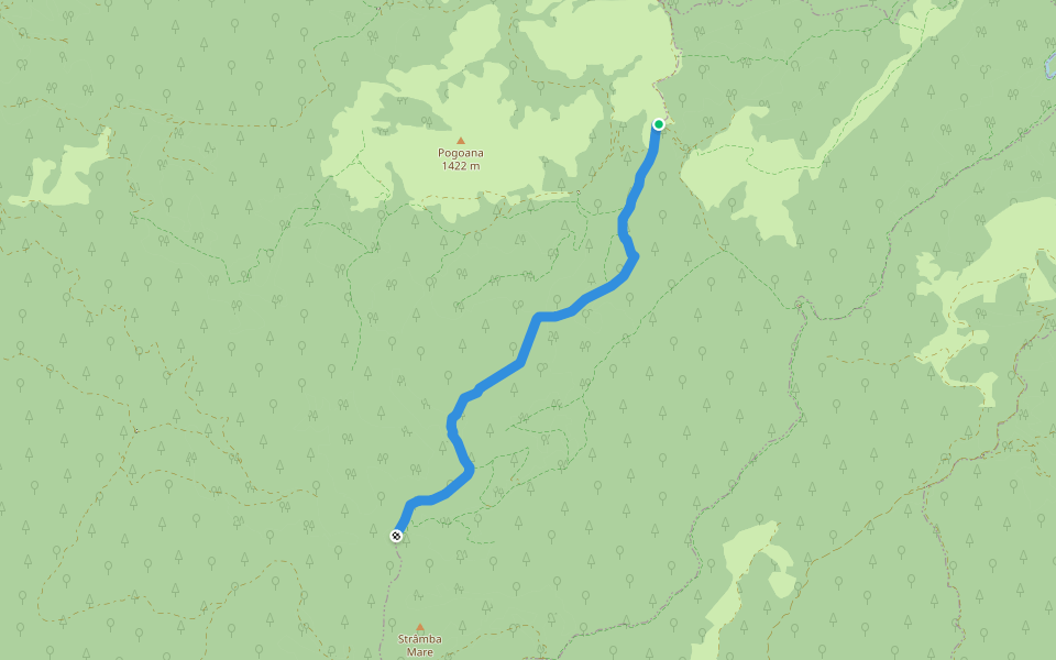 Jina – Valea Dobrei – Vârful Fântânele – Magura Jinarilor – Poiana Rudari walking route map in Crinț
