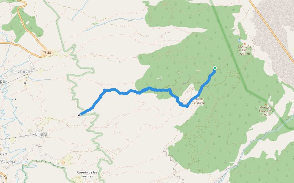 PR-TF 70.1 Tágara - El Jaral walking route map in Guía de Isora