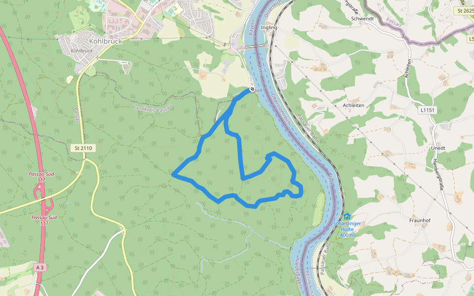 Untere Innseite - Ingling walking route map in Neuburg am Inn