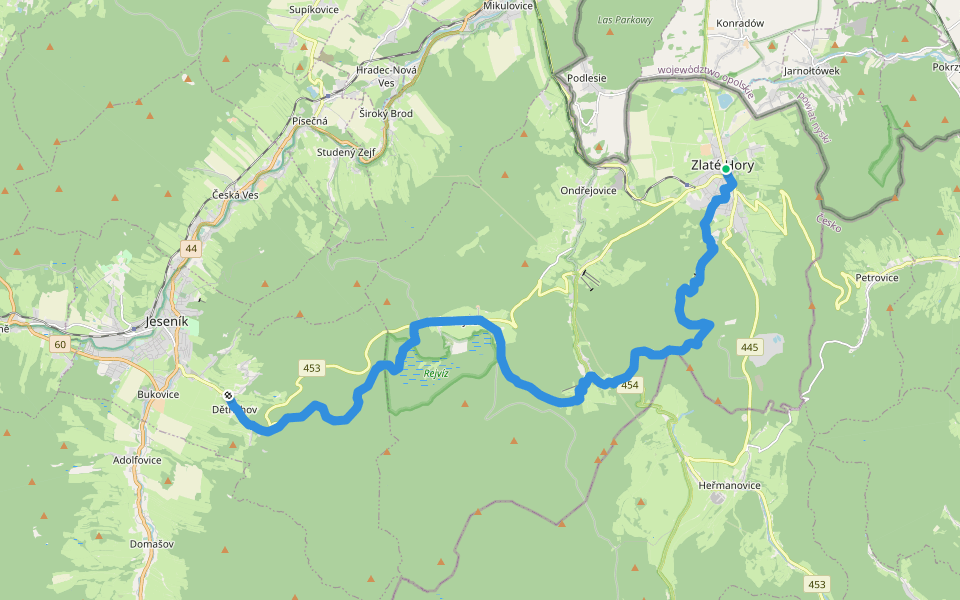 [M] Zlaté Hory - Dětřichov walking route map in Zlaté Hory