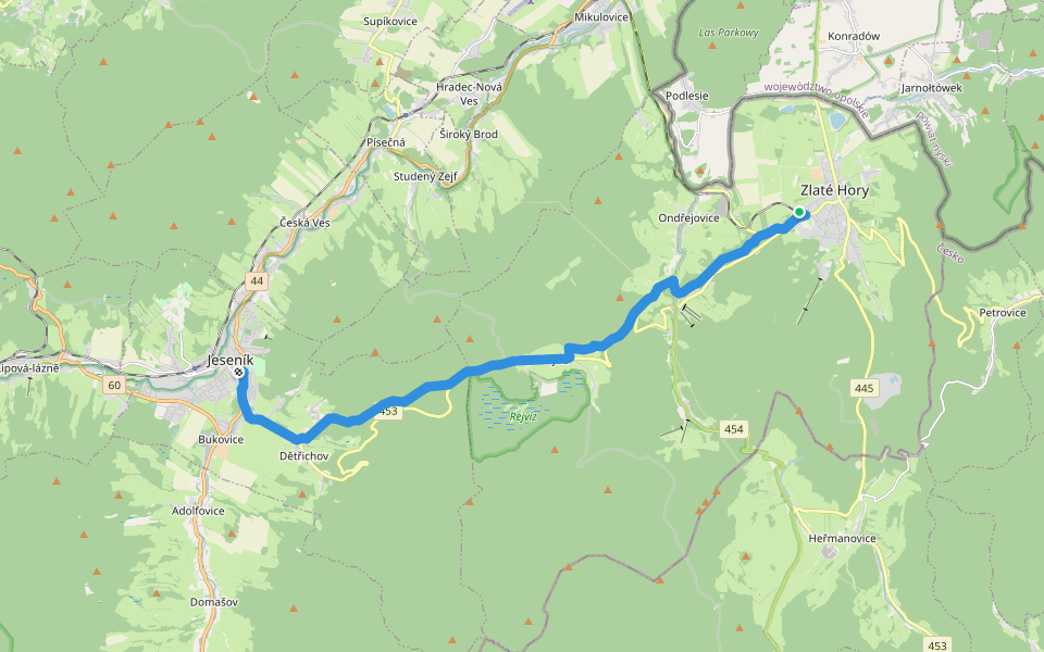 [Z] Jeseník - Zlaté Hory walking route map in Zlaté Hory