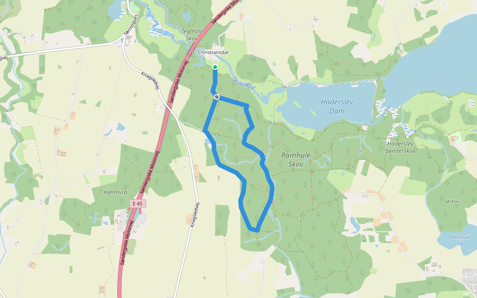 Pamhule - rød rute walking route map in Vojens