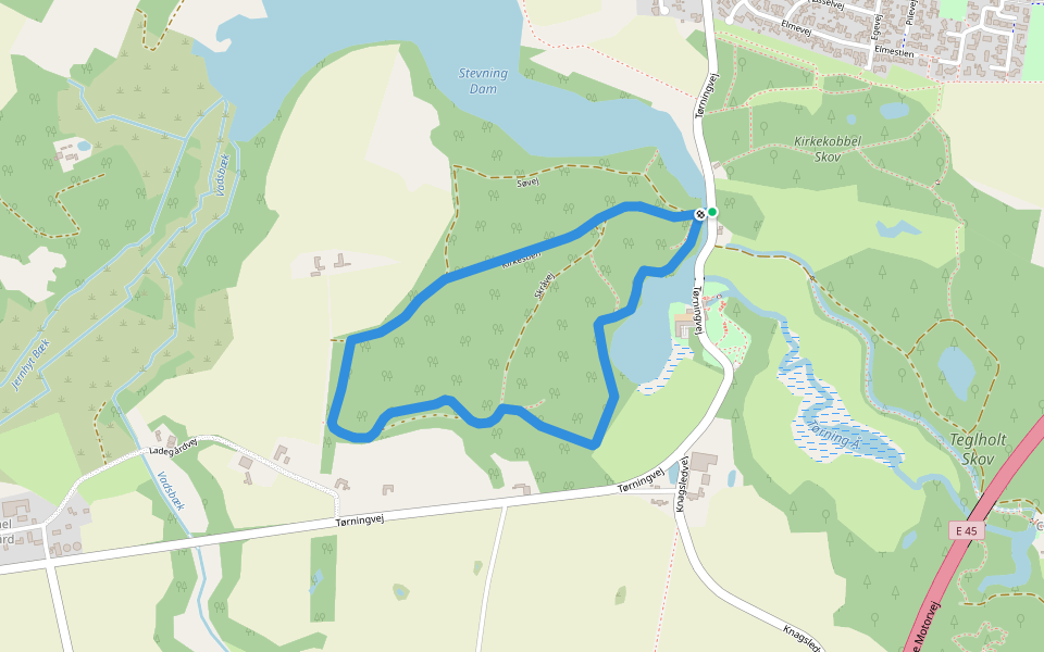 Sandkule Skov - rød rute walking route map in Vojens