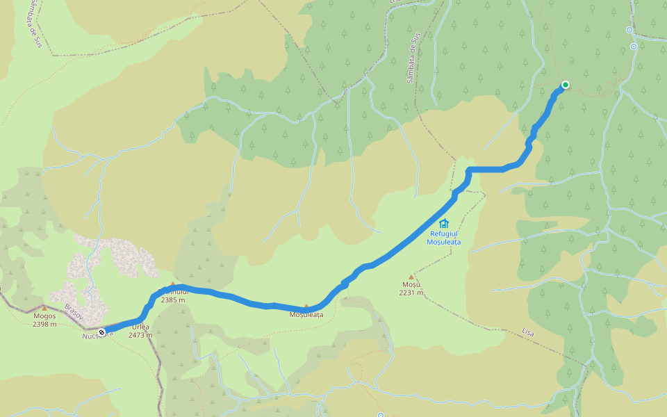 Fosta Cabană Urlea - Vf. Urlea - creasta principală walking route map in Dejani