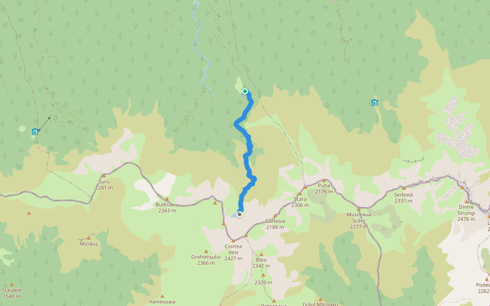 Cabana Bârcaciu - L. Avrig walking route map in Mârșa
