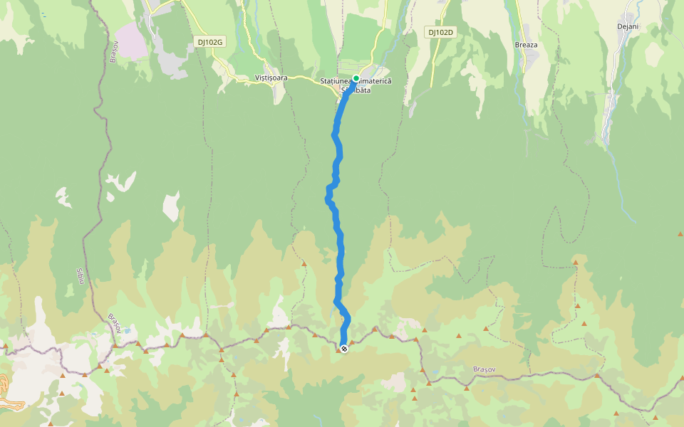 Complex Turistic Sâmbăta - Fereastra Mare a Sâmbetei walking route map in Stațiunea Climaterică Sâmbăta