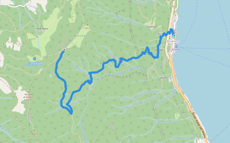 Sentiero botanico di Brienno walking route map in Brienno