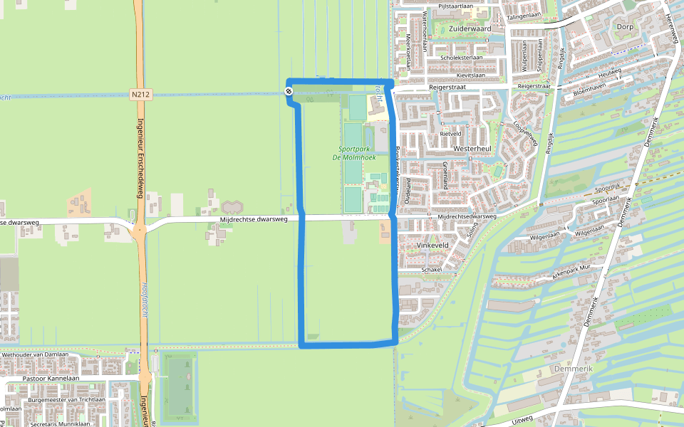 Wandelpad Marickenland walking route map in Vinkeveen