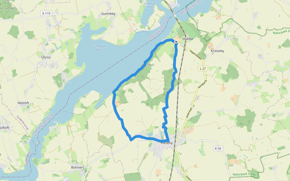 Rundwanderweg Stubbe-Büstorf walking route map in Rieseby