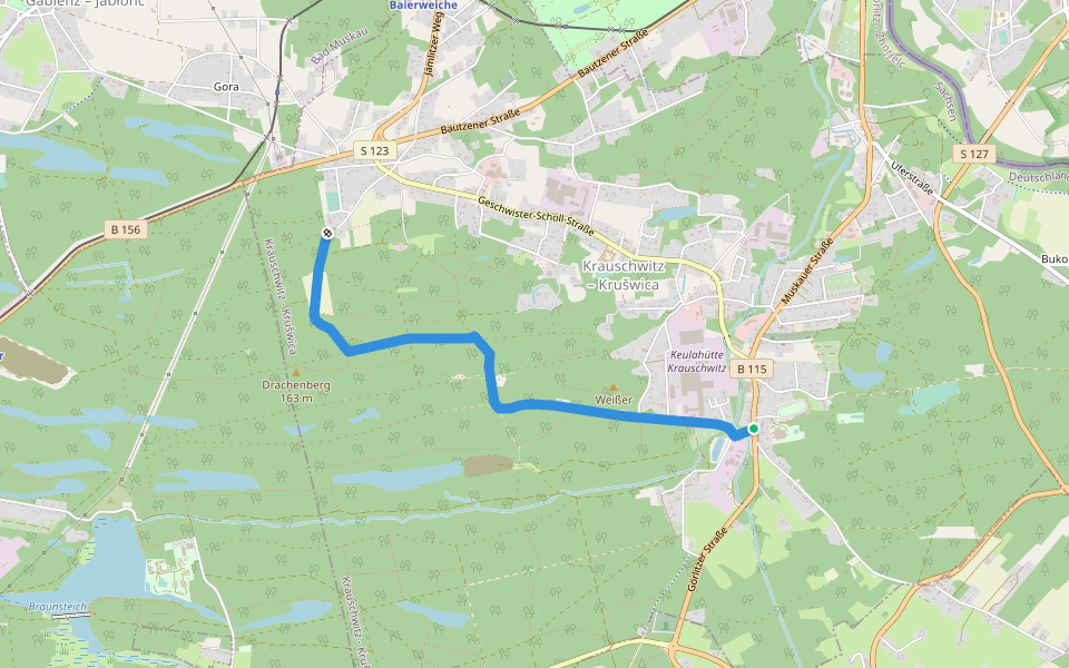 Am Drachenberg walking route map in Krauschwitz