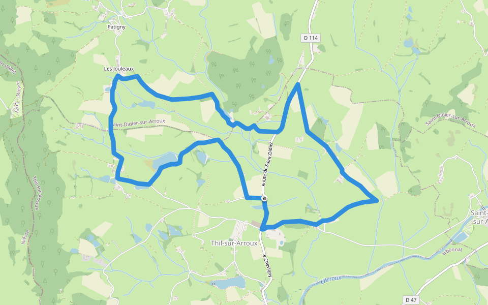 En montant à Dône walking route map in Thil-sur-Arroux