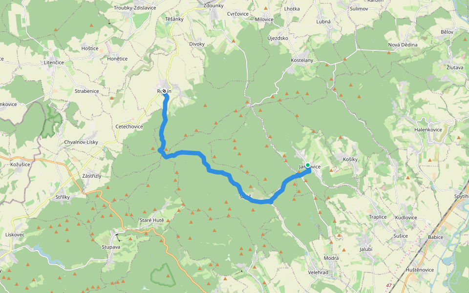 [Ž] Vinohradčík hájenka - Jankovice walking route map in Jankovice