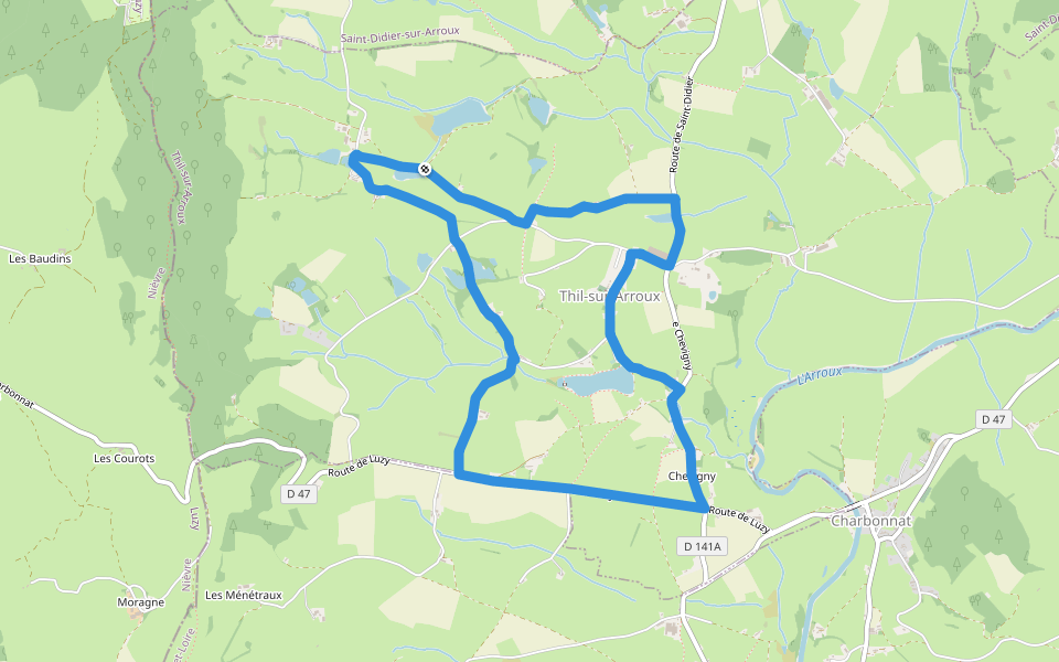 Entre Étangs et Rivières walking route map in Thil-sur-Arroux