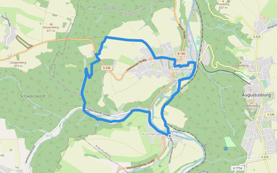Kleiner Rundweg Erdmannsdorf walking route map in Augustusburg