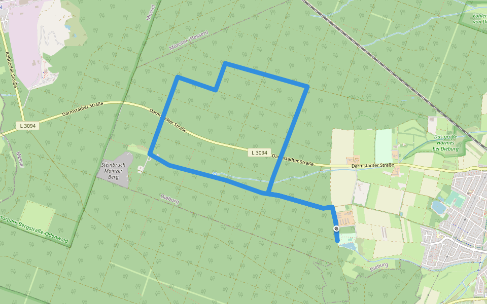 Rundwanderweg Dieburg Spießfeld 4: Mainzer-Berg-Weg walking route map in Dieburg