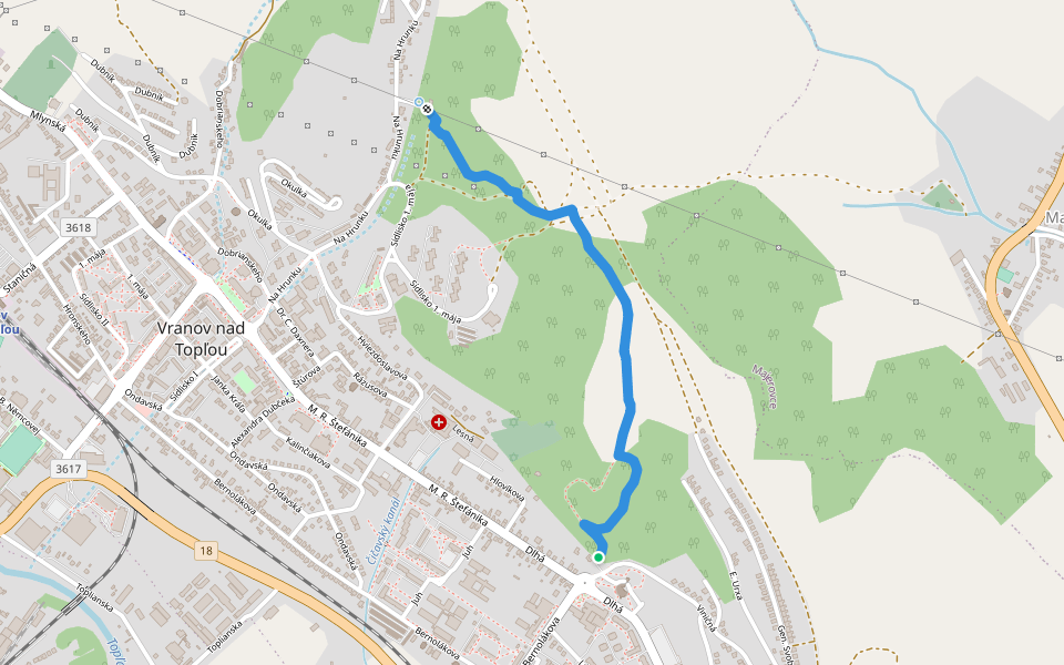 Lesnícky náučný chodník "Bila hura" walking route map in Vranov nad Topľou