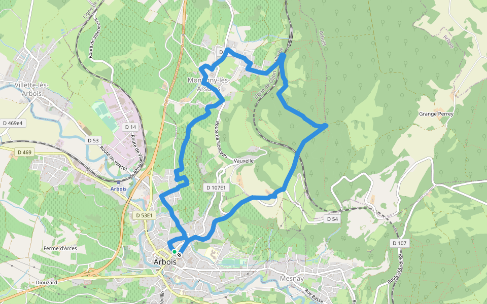 Entre Bois et Vignes walking route map in Arbois