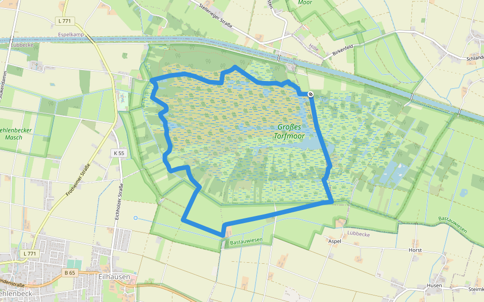 A3 Hille-Torfmoor walking route map in Hille