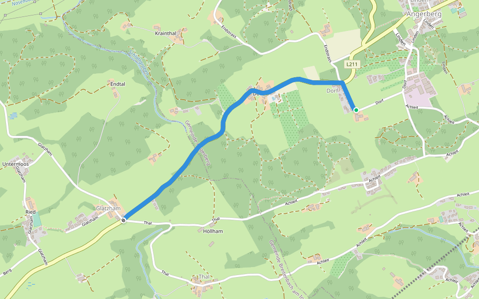 Jakobsweg Böhmen-Bayern-Tirol Variante/Breitenbach walking route map in Angerberg