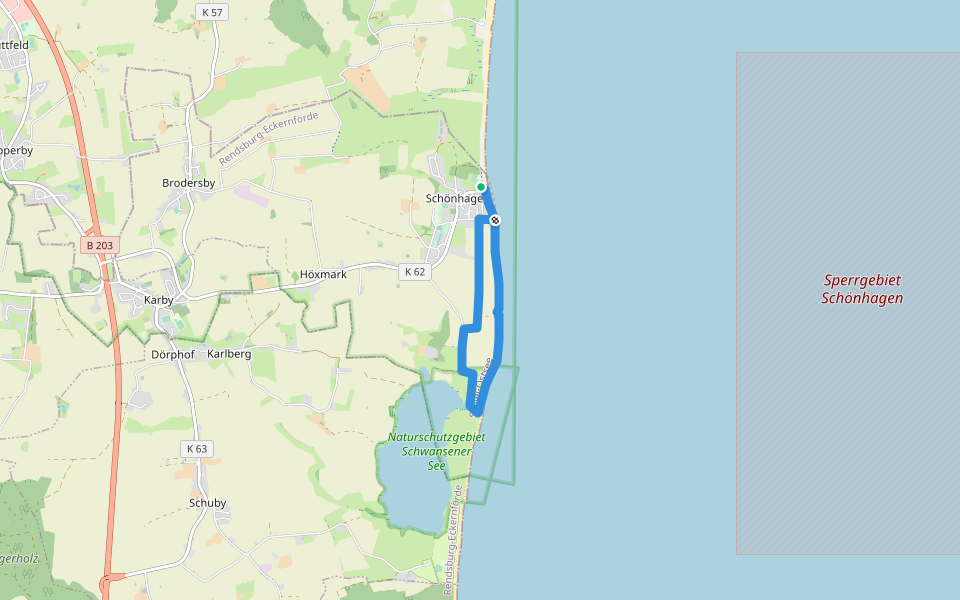 Steilküsten-Variante walking route map in Brodersby