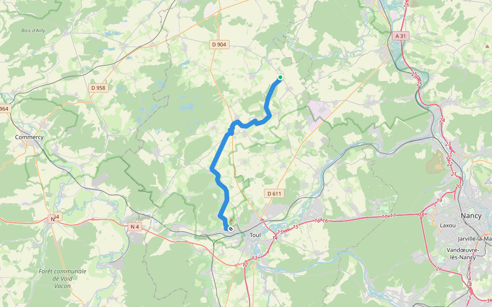 Sentier Toul-Thiaucourt walking route map in Domèvre-en-Haye