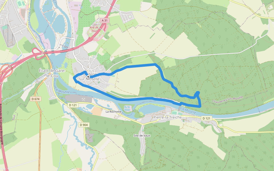 Circuit du Bois Gaillard walking route map in Chaudeney-sur-Moselle