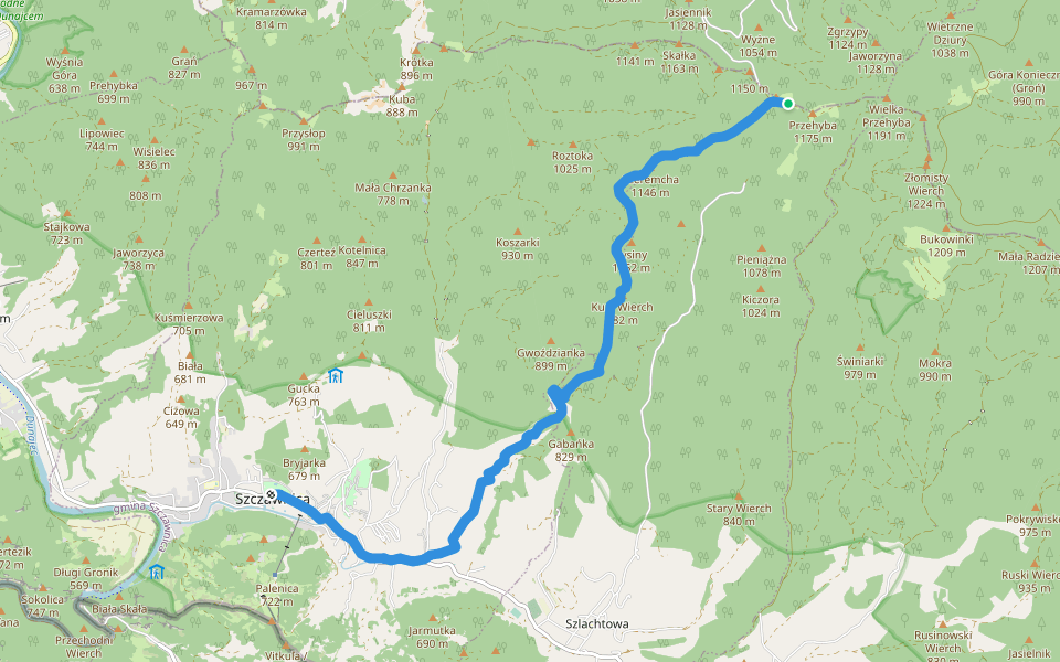 Przehyba - Szczawnica Zdrój walking route map in Szczawnica