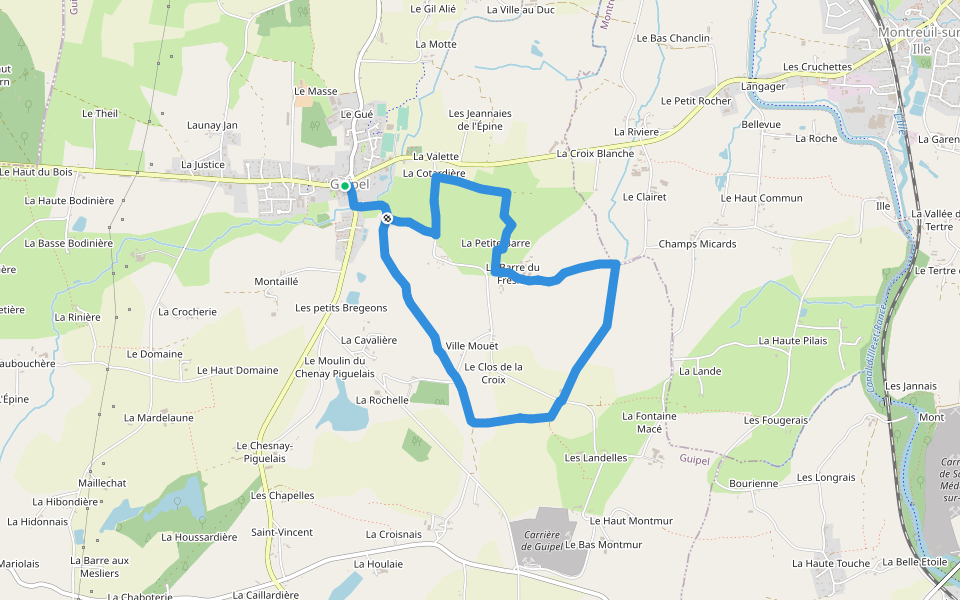 Sentier de la Barre walking route map in Guipel