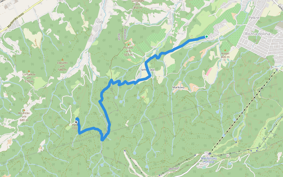 Pekre - Pečke walking route map in Hrastje