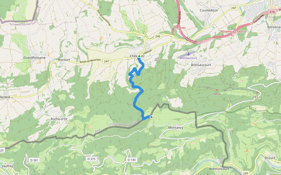 Chevenez - fixme walking route map in Haute-Ajoie