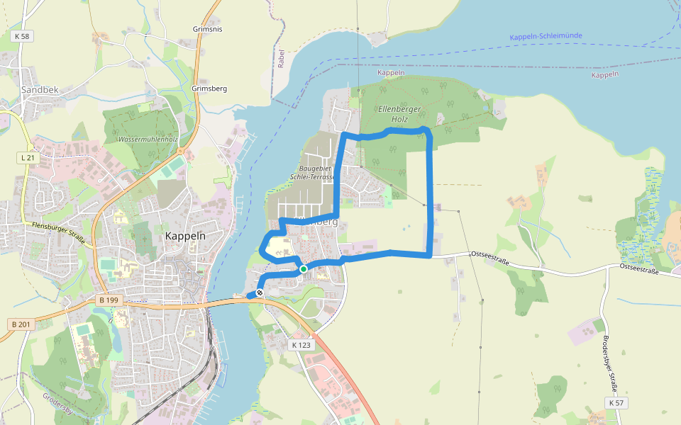 Rundweg Ellenberger Gehölz walking route map in Kappeln