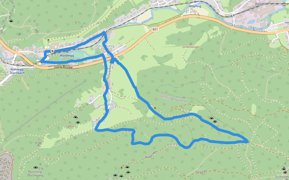 Auf's Zimmermannplatzl (Rundwanderweg 02) walking route map in Waldegg an der Piesting