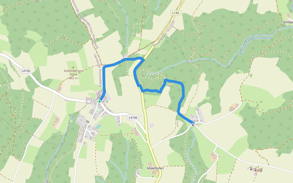Kaltenberg - Tafern walking route map in Lichtenegg