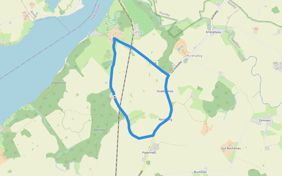 Petri-Route Rieseby walking route map in Rieseby