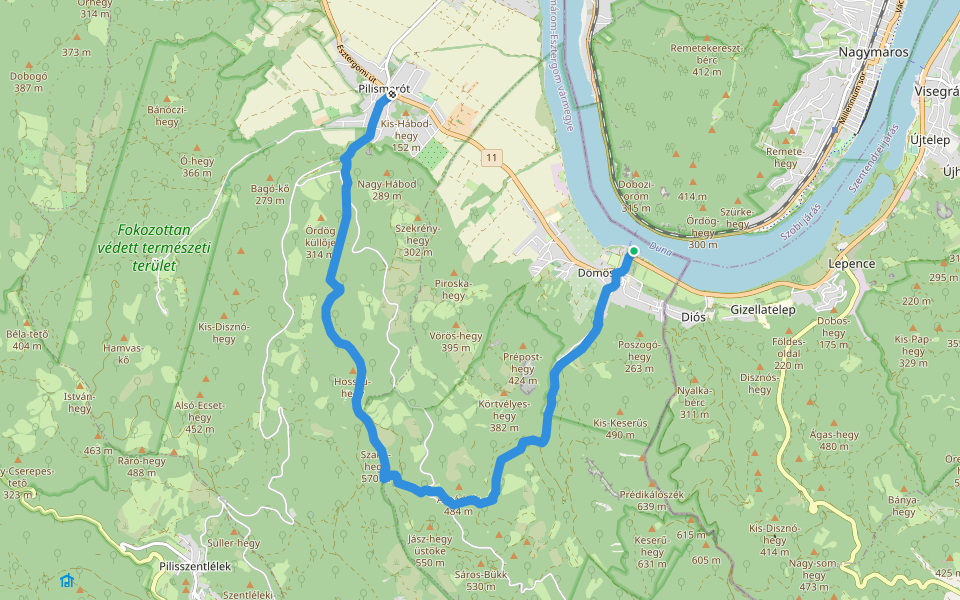 Z (Pilismarót, községháza aut. m. – Szakó-nyereg – Dömös, há.) walking route map in Dömös