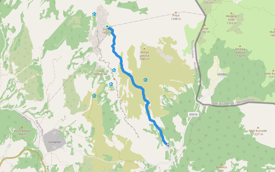 Glavaš-Dinara walking route map in Polača