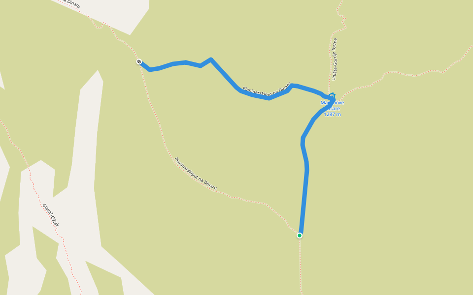 Martinove košare walking route map in Kijevo